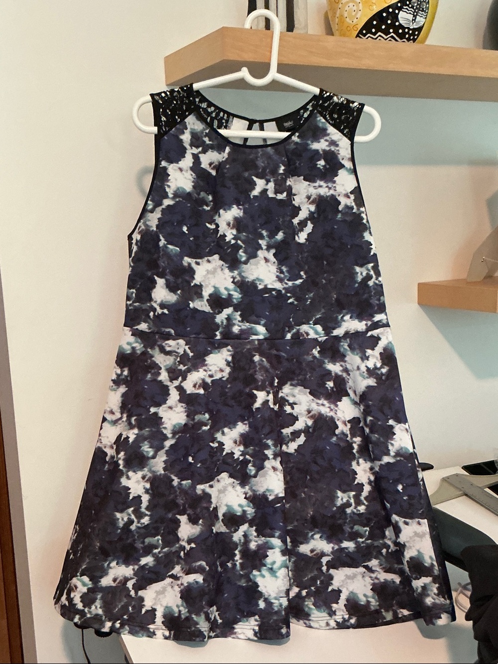 Women’s Purple etc. & White Cloud-Print Sleeveless Fit-and-Flare Dress